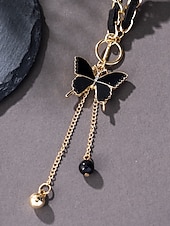 voordelige Dames ketting-elegante zwarte vlinderketting voor dames - perfect voor feestjes en dagelijks gebruik