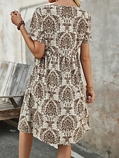 ieftine Rochii Boho-Pentru femei Rochie Mini Rochie casual Rochie Boho Epocă Casual Zilnic Fit regulat Floral Manșon scurt În V Albastru piscină Maro Trifoi Vară Primăvară Toamnă