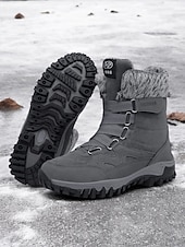 baratos Botas de neve e inverno-botas de caminhada de inverno femininas à prova d&#039;água - botas de neve com cadarço e isolamento com gola de pele sintética para aventuras ao ar livre