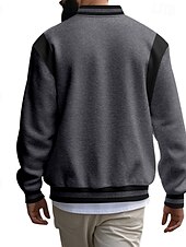 cheap Men&#039;s Jackets &amp; Coats-Men&#039;s Lightweight Jacket Casual Jacket Varsity Jacket Daily Vacation Wearproof Pocket Spring &amp;  Fall Color Block Fashion Classic Stand Collar Regular Dark Gray Black Red Navy Blue Light Grey Jacket