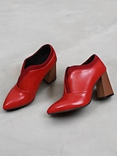 baratos Botas de tornozelo-botins femininos de couro sintético verde com bico fino e salto bloco – sapatos modernos e sofisticados para uso no escritório e na noite