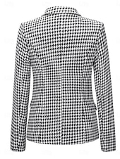 cheap Blazers &amp; Suits-Women&#039;s Blazer Work Street Fall Winter Regular Coat Regular Fit Breathable Elegant Stylish Jacket Long Sleeve non-printing Solid Color Stripes and Plaid with Pockets White+Black Black Red