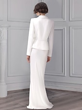 economico Con giacca-Abito aderente  colonna due pezzi abito da sera abito elegante abito da smoking abito formale lungo fino al pavimento maniche lunghe colletto a punta tasca in raso con paillettes 2025