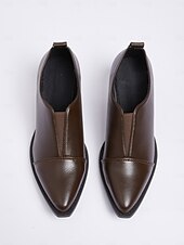 preiswerte Damenhausschuhe und -halbschuhe-braune Slipper aus Kunstleder mit flachem Blockabsatz – bequemes und stylisches Büro-Schuhwerk für Damen