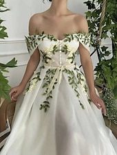 billige blomsterball-A-Linje Prom Kjoler Prinsesse Kjole Graduering Fest Slitasje Te Lengde Uten Ermer V Utringning Organza med Sløyfe(r)