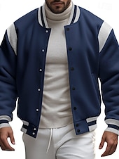 cheap Men&#039;s Jackets &amp; Coats-Men&#039;s Lightweight Jacket Casual Jacket Varsity Jacket Daily Vacation Wearproof Pocket Spring &amp;  Fall Color Block Fashion Classic Stand Collar Regular Dark Gray Black Red Navy Blue Light Grey Jacket