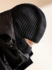 preiswerte Herrenhüte-Schwarze Strickmütze für Herren mit abnehmbarer Sturmhaube – warme und vielseitige Wintermütze für Outdoor-Aktivitäten und Sport