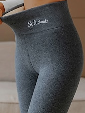 halpa Fleece-vuoratut legginsit-Naisten Fleece-housut Sukkahousut Leggingsit Muoti Mukavuus Täyspitkä Korka vyötärö Yhtenäinen väri Kirjain Tilkkutäkki Pidä lämpimänä Hengittävä Pehmeä Mikrojoustava ulko- Kausaliteetti Päivittäin