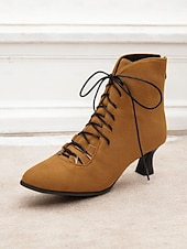 cheap Vintage Boots-Women&#039;s Burgundy Lace-Up Victorian Ankle Boots – Elegant Suede Heeled Footwear for Formal Occasions and Vintage Style