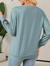 preiswerte Tiere Tops-Pullover Damen Casual Kuh Rundhals Print Langarm Blau Herbst Winter