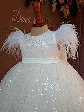 preiswerte Partykleider-kinderkleidung Mädchen Party Kleid Feste Farbe Ärmellos Leistung Gitter Prinzessin Süß Gitter Mitte der Wade Etuikleid Tüll-Kleid Sommer Frühling Herbst Kinder Weiß Marineblau