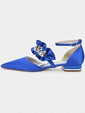 economico Semi-formale-ballerine da donna in raso nero con punta affilata e decorazioni floreali in strass – scarpe eleganti per matrimoni ed eventi formali