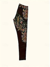 preiswerte Kunst &amp; Design Druck-Womens Leggings Hosen Blumengrafikdruck Mikro-elastisch Wochenende Schwarz Herbst Winter Reguläre Passform