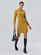 abordables Vestidos de suéter-Vestido estilo suéter midi de chenilla urbana y corte limpio