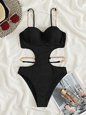 voordelige Eendelige badpakken-Dames Zwemkleding Bikini 2 stuks Brutaal Zwempak Blote rug Slank Vakantie Strand Kleding Effen Kleur V-hals Mouwloos Badpakken