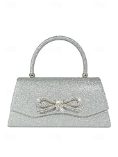 cheap Clutches &amp; Evening Bags-Women&#039;s Elegant Sparkling Glitter Evening Clutch with Rhinestone Bow - Perfect for Weddings and Parties