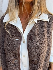 voordelige Vest-Dames Vest Buiten Straat Dagelijks Herfst Winter Normaal jas Normale pasvorm Houd Warm Ademend Hedendaags Stijlvol Jacks Mouwloos Effen Kleur Met zakken Zwart Rood Koffie