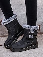 economico Stivali di neve e inverno-stivali da neve invernali impermeabili da donna - design trapuntato bordeaux con fodera in pelliccia sintetica e cinturini regolabili per il freddo all&#039;aperto