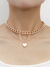 billiga Kvinnors halsband-elegant lagerhalsband med guldkedja - runt hänge &amp; chunky choker för kvinnor, perfekt för formella evenemang och fester