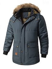 preiswerte Daunenjacken &amp; Parkas für Herren-Herren Wintermantel puffer jacket Fleecejacke Gefütterte Jacke Tasche Polyester Urlaub Freizeitskleidung Verabredung Standard Modisch Brautkleider schlicht Komfortabel warm Herbst Winter Solide