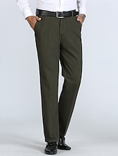 baratos Magro-Homens Social Calças chinês Botões Bolsos Côr Sólida Conforto Formal Festa Trabalho Moda Estilo Clássico Exército verde Preto Micro-Elástica