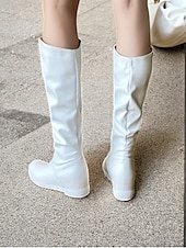 abordables Bottes souples-bottes hautes en similicuir noir pour femmes – bottes plates élégantes et confortables pour un usage quotidien et des sorties décontractées