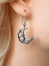 economico Orecchino da donna-orecchini pendenti vintage con sole e luna - gioielli celestiali color argento con accenti di perle e cristalli per le donne, perfetti per look boho e casual