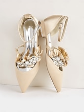 economico Semi-formale-ballerine da donna in raso nero con punta affilata e decorazioni floreali in strass – scarpe eleganti per matrimoni ed eventi formali