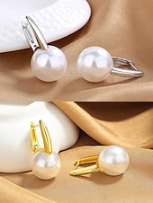 billige Øredobber for kvinner-klassiske bøyleøreringer for kvinner med perledråpe - elegante minimalistiske smykker for hverdagsbruk eller formell bruk