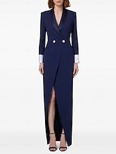 abordables Longueur du plancher-Robe Veste A-Line Robe de Soirée Robe Vintage Robe Tuxedo Formelle Mariage Longueur Sol Manches Longues Col Camisa avec Fente 2025