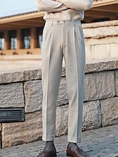 voordelige Dun-Voor heren Afstuderen Pakken Napels Broek Broek Chinese Knop Zak Effen Comfort Formeel Feest Werk Modieus Klassieke Stijl Donkergrijs Abrikoos Micro-elastisch