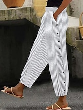billige Straight-Leg Bukser-Dame Joggebukser kinesisk Mote Gatemote Full lengde Middels midje Stripe عادي Lomme Elastisk midje comfy Myk Bekvem Mikroelastisk utendørs Gate Rishvit Vin Kongeblå Vår &amp; Vinter Normal