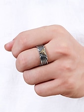 economico Gioielli da uomo-anello vintage regolabile da uomo - design occhio della provvidenza, perfetto per stili gotici e boho