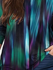 cheap Plus Size T Shirts-Women&#039;s Plus Size Tops T shirt Ombre Print Long Sleeve Crew Neck Casual Daily Fall Winter Blue