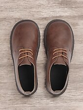 abordables Richelieu femme-chaussures décontractées à lacets en similicuir marron pour hommes avec semelle antidérapante confortable - parfaites pour un usage quotidien