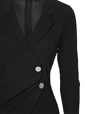 cheap Work Dresses-Women&#039;s Casual Dress Mini Dress Patchwork Buttons Casual Formal V Neck Long Sleeve Black Wine Gray Color