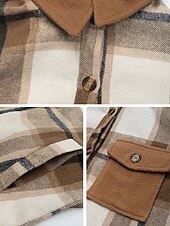 billiga Kappor och trenchcoats-Dam Vinterkappa Utomhus Gata Dagliga kläder Höst Vinter Lång Täcka Normal Håller värmen Andningsfunktion Stylish Ledigt Jacka Långärmad Ränder och pläd Med fickor Mönster Vin Kaffe Grå