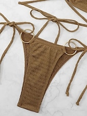 voordelige Bikinisets-Dames Zwemkleding Bikini 2 stuks String Zwempak Blote rug Slank Vakantie Strand Kleding Effen Kleur Halternek Mouwloos Badpakken