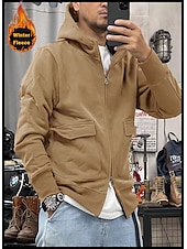 economico felpe con cappuccio da uomo di base-Per uomo Felpa con cappuccio Felpa con cappuccio tattica Nero Blu Cachi Grigio scuro Con cappuccio Liscio Sportivo Sport Abbigliamento di strada non-stampa Originale Essenziale Informale Inverno
