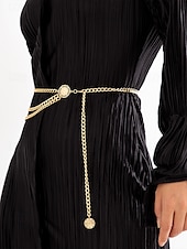 cheap Women&#039;s Belt-Women&#039;s Gold Chain Belt with Multi-Layer Design and Decorative Medallions - Perfect for Dresses, Evening Wear, and Party Looks