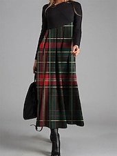 abordables Robe pull-robe décontractée pour femme imprimé graphique col en V robe maxi élégante décontractée fête rendez-vous manches longues automne hiver