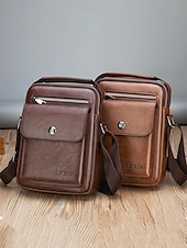 economico Borselli da uomo-borsa a tracolla vintage in similpelle marrone da uomo – borsa a tracolla compatta con più tasche per viaggi, lavoro e uso quotidiano