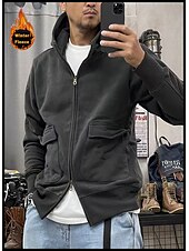 economico felpe con cappuccio da uomo di base-Per uomo Felpa con cappuccio Felpa con cappuccio tattica Nero Blu Cachi Grigio scuro Con cappuccio Liscio Sportivo Sport Abbigliamento di strada non-stampa Originale Essenziale Informale Inverno