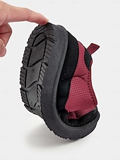 abordables Claquettes et tongs femme-pantoufles d'hiver matelassées rouges pour femmes avec semelle antidérapante – chaussures chaudes d'intérieur et d'extérieur à enfiler pour temps froid