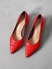 olcso Block Heels-női zöld krokodil dombornyomású műbőr pumpák tűsarkúval és hegyes orrral - elegáns és sokoldalú munkához vagy éjszakázáshoz