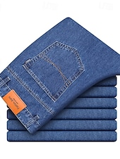 cheap Men&#039;s Elite Pants-Men&#039;s 100% Cotton Jeans Solid Color Full Length Outdoor Casual Daily Vintage Fashion Blue Light Blue Micro-elastic