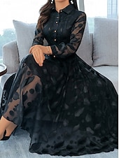 abordables Robe de cocktail-robe noire Femme Robe Maxi Graphic Mode Décontractées Mariage Soirée du quotidien Avec ceinture manche longue Col de Chemise Robe Standard Noir Bleu de minuit Gris Printemps Automne S M L
