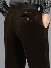 cheap Slim-Men&#039;s Dress Pants Winter Pants Trousers Slacks Suit Pants Pocket Plain Comfort Breathable Outdoor Daily Going out Fashion Casual Black Wine