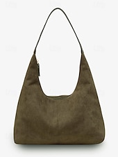 levne Kabelky a tote tašky-dámská minimalistická hnědá semišová taška přes rameno – stylová ležérní taška pro každodenní nošení, měkká a prostorná kabelka do práce nebo na nákupy