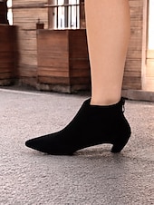 tanie Buty do kostki-damskie czarne botki ze spiczastym noskiem i małym obcasem - eleganckie i uniwersalne obuwie na każdą porę roku